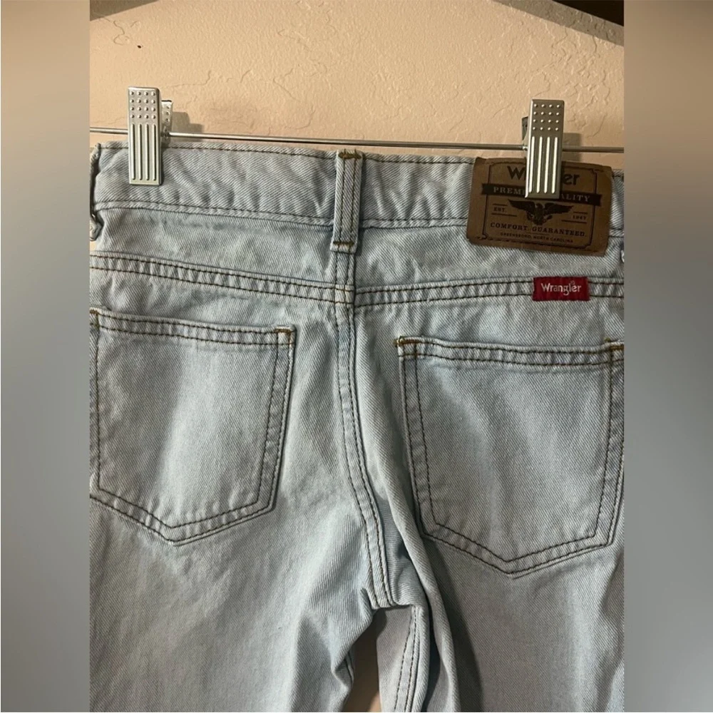 Wrangler Boys Red Short Sleeve Button-Up Shirt & Light Denim Pants Size XS (4/5)